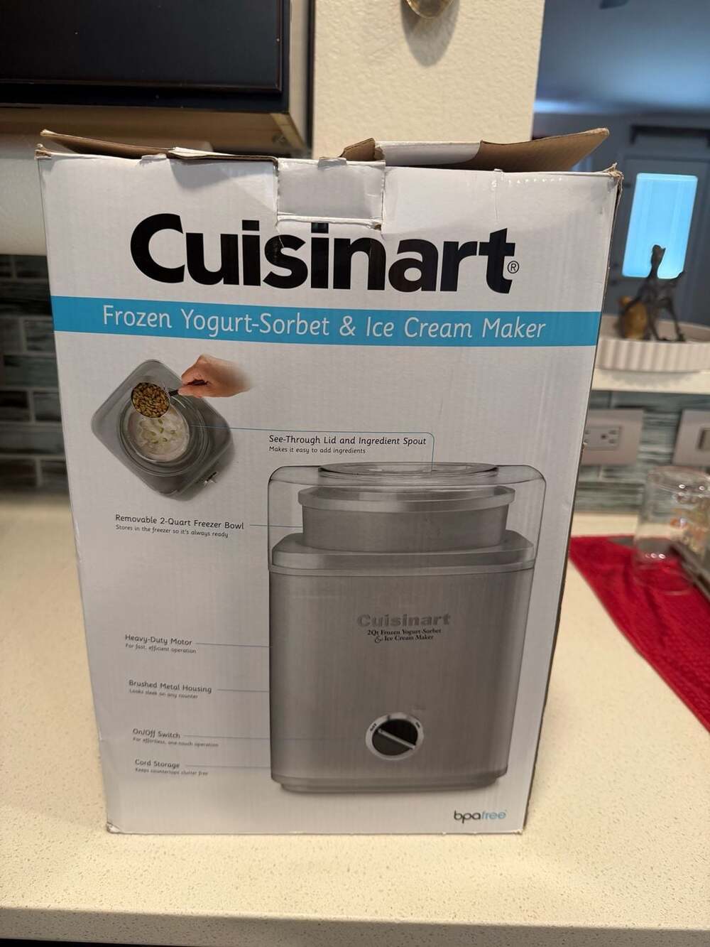Cuisinart 2 Qt Frozen Yogurt Sorbet Ice Cream Maker Brushed Stainless Like New